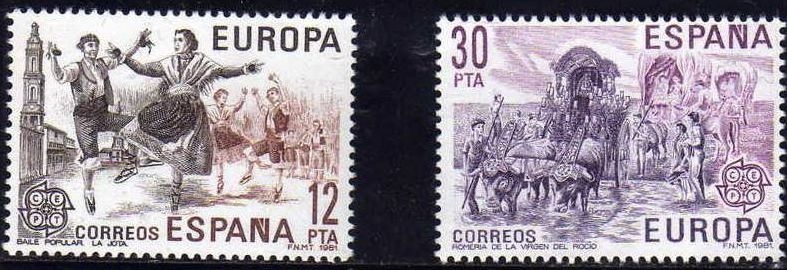 ESPAÑA 1981 2615/6 Sellos Nuevos Europa-CEPT. Jota Aragonesa y Romeria del Rocio, Completa Yvert2243/4 Scott2236/7 Espana Spain Espagne Spagna Spanje Spanien 